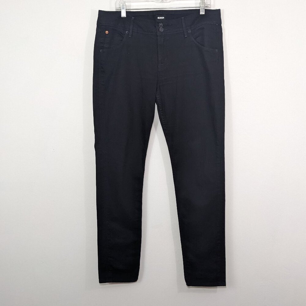 NEW Hudson Black Collin Flap Pockets Mid-Rise Skinny Jeans Sz 32